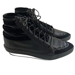 YOHJI YAMAMOTO Y-3 X Adidas  Black Leather Suede Detail High-Top Sneaker 7 NEW